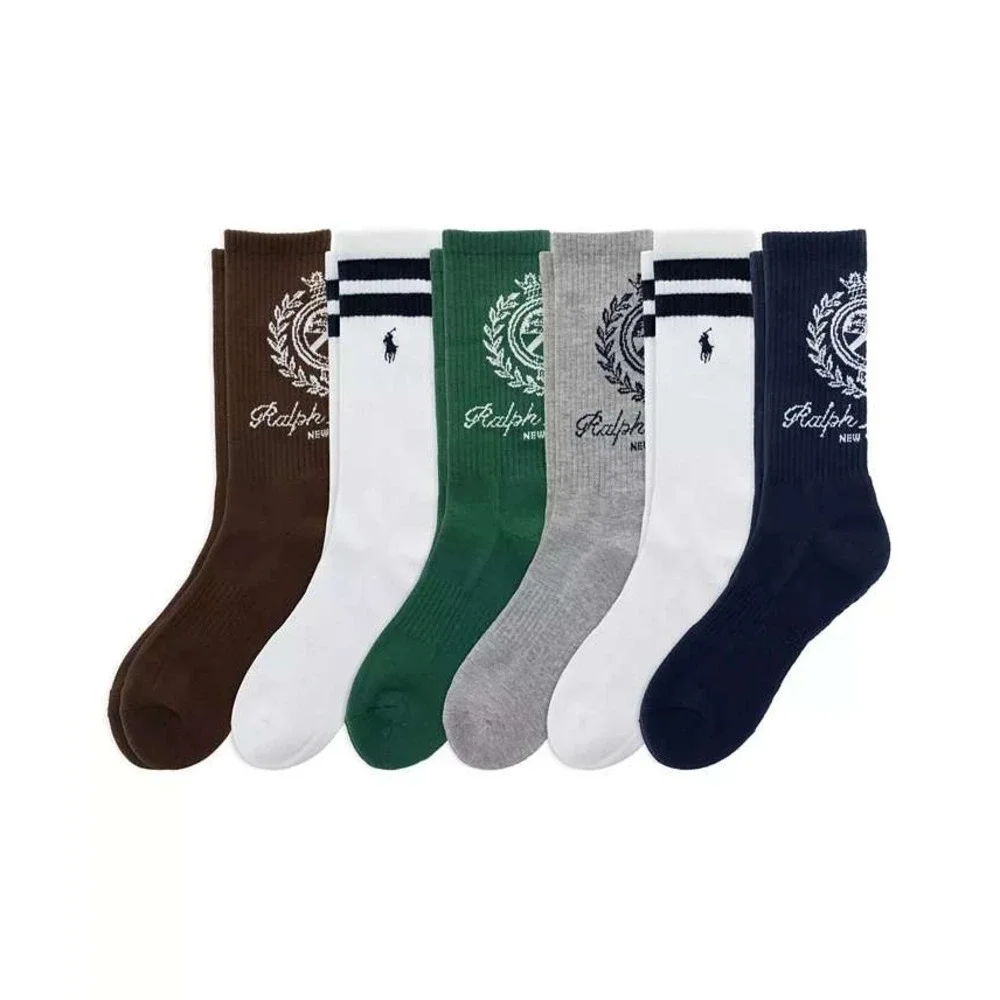 Polo Ralph Lauren Men 6 Pack Crew Socks Multi Color Crest Pony Logo NWT